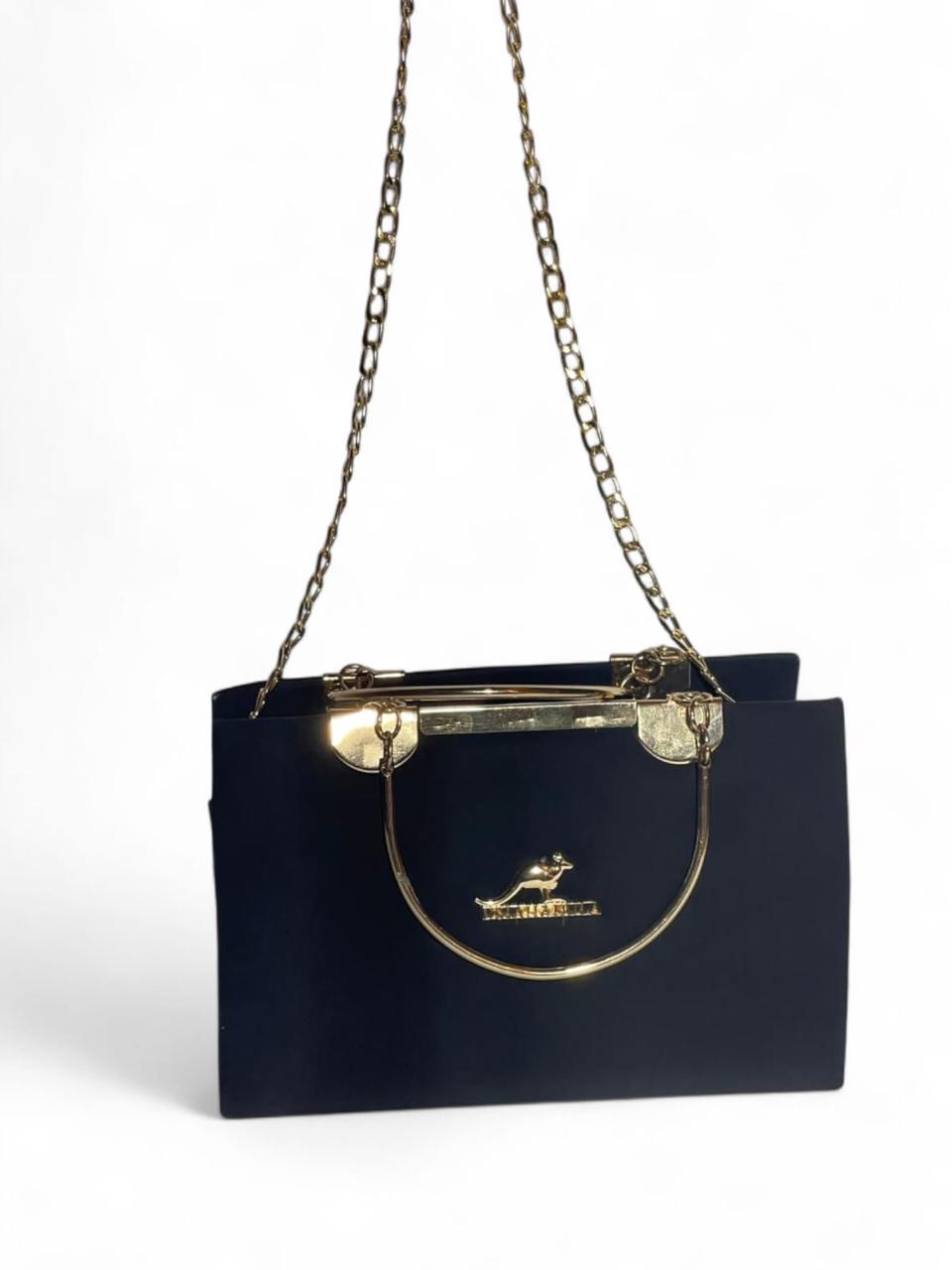 Bagzora Pink, Black, Red Bag with Gold Patches