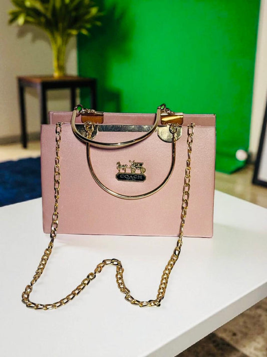 Bagzora Pink Bags with Gold Patches