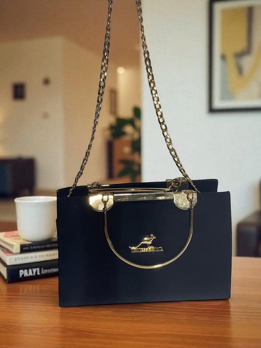 Bagzora Black Bags with Gold Patches