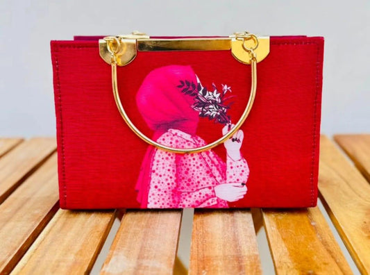 Bagzora Hijabi Red Bags with Pink Patches