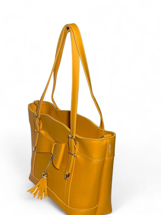 Mustard Bow Design Tote