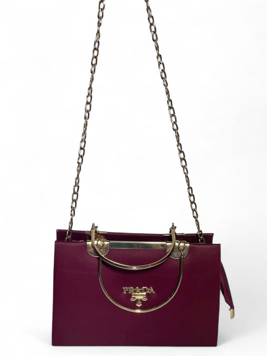 Maroon Golden Chain Luxury Bag