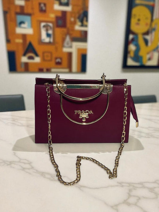 Maroon Golden Chain Luxury Bag