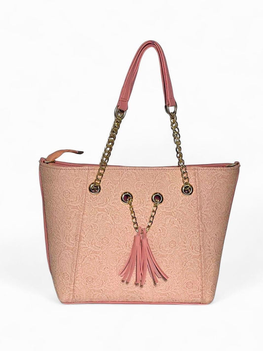 Floral Embossed PU Tote