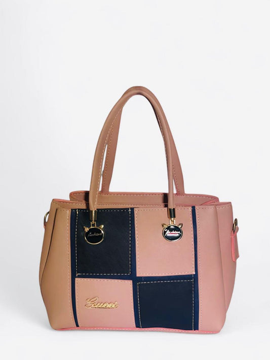Pink & Navy Patchwork Bag
