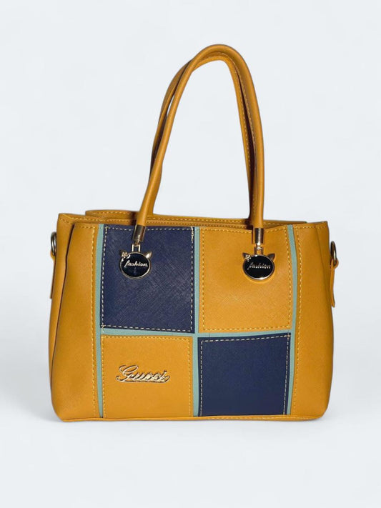 Mustard & Navy Patchwork Bag